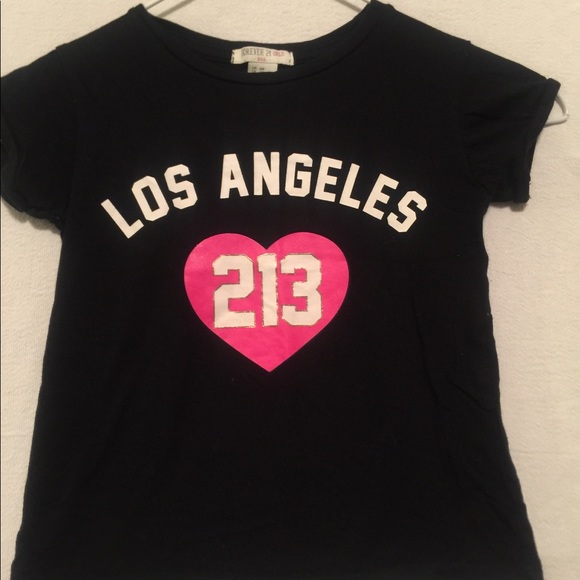 Forever 21 Girls Los Angeles 213 Black, White & Pink Shirt - 5/6 - Picture 7 of 8